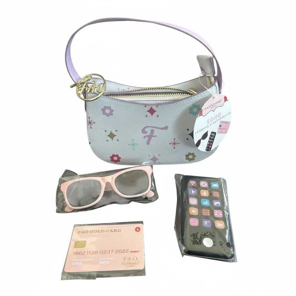 Stylish Kids' White and Purple Handbag Set